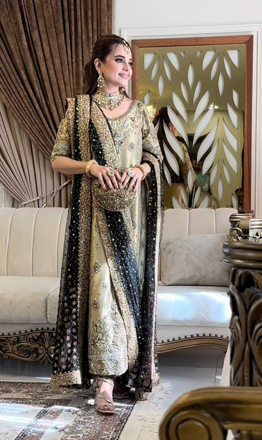 Haris shakeel Mesuri Hand Embellished & Embroidered 3 Piece Dress - J0402